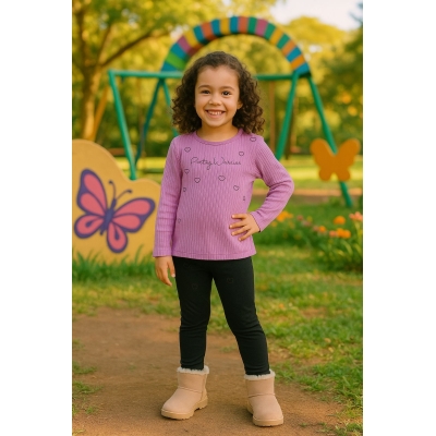 Conjunto Canelado e moleco lilas