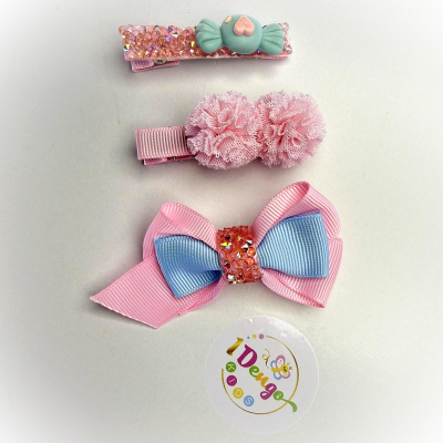 TRIO DE HAIR CLIPS BOMBOM AZUL